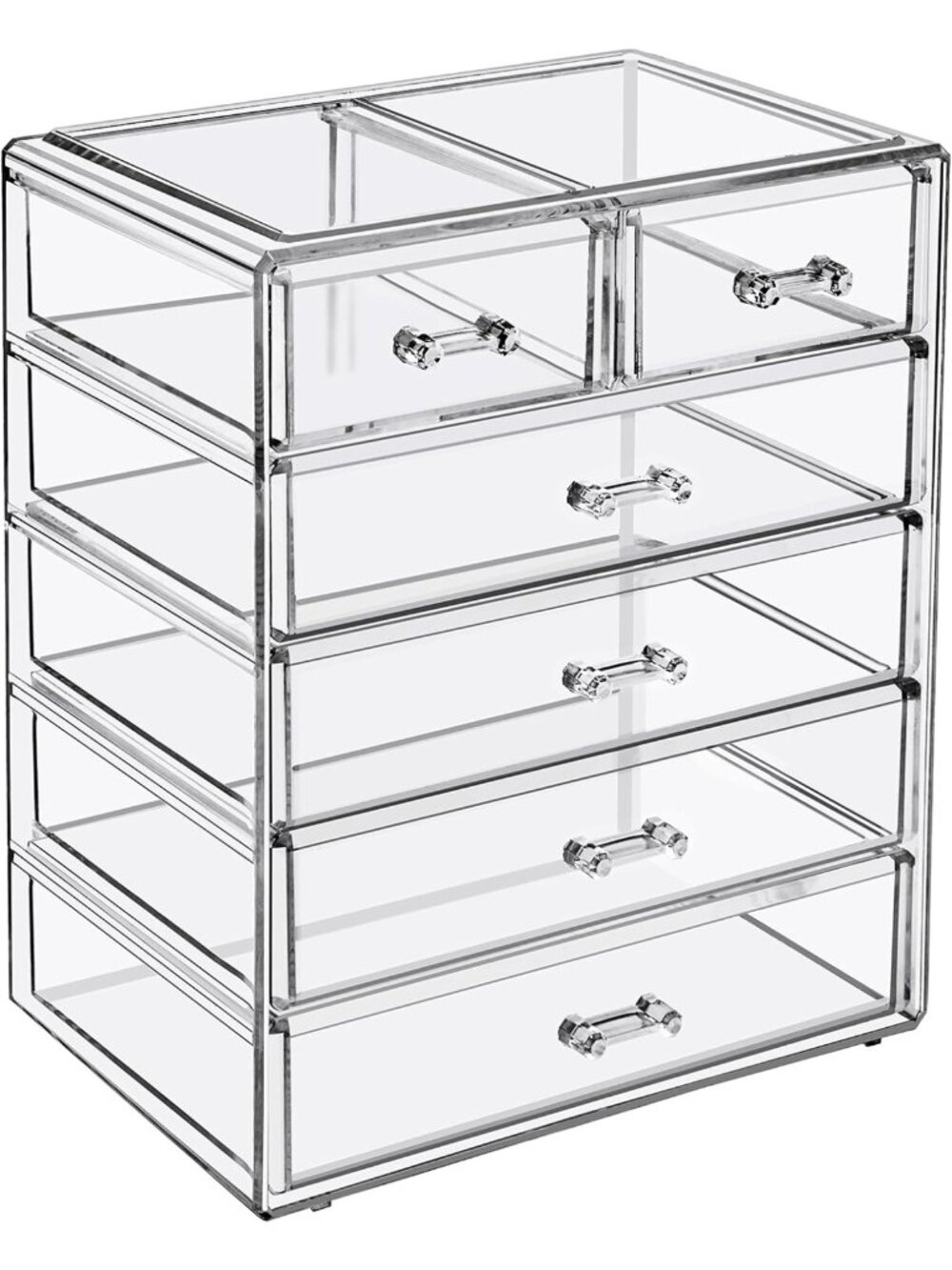Clear 6-Drawer Makeup Organizer - Stylish Storage for Cosmetics & Accessories